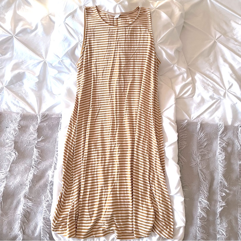 Old Navy Lightweight Golden & White Striped Sundress, Size Large, Cute!